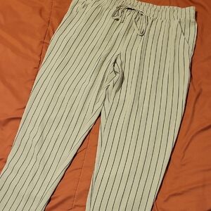 NYC Cream and Black Striped Pants